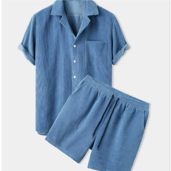 Rafael - Corduroy Casual Shirt & Shorts Set