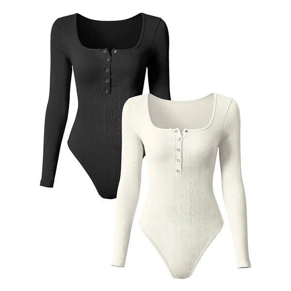 Jelsey - Stylish Ribbed Long Sleeve Bodysuit