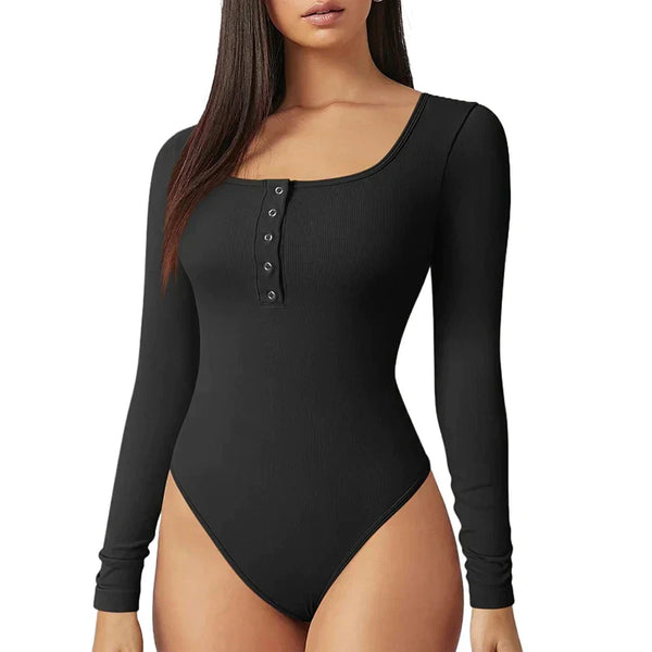 Jelsey - Stylish Ribbed Long Sleeve Bodysuit