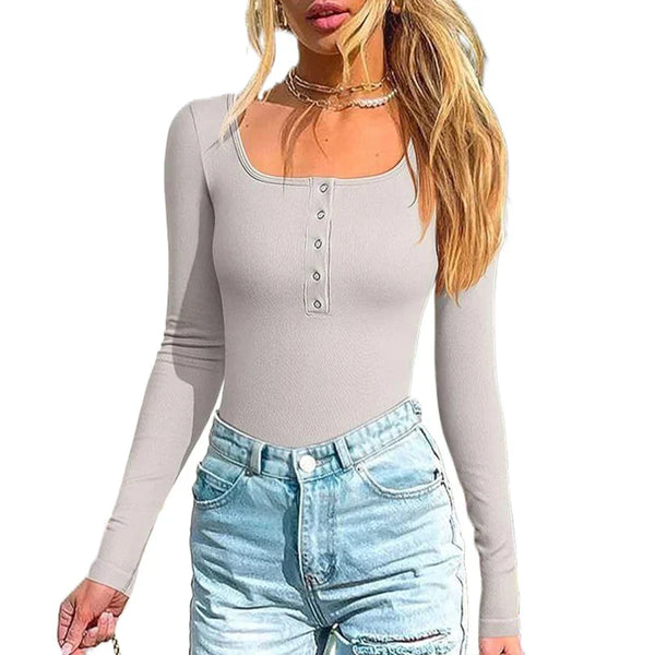 Jelsey - Stylish Ribbed Long Sleeve Bodysuit