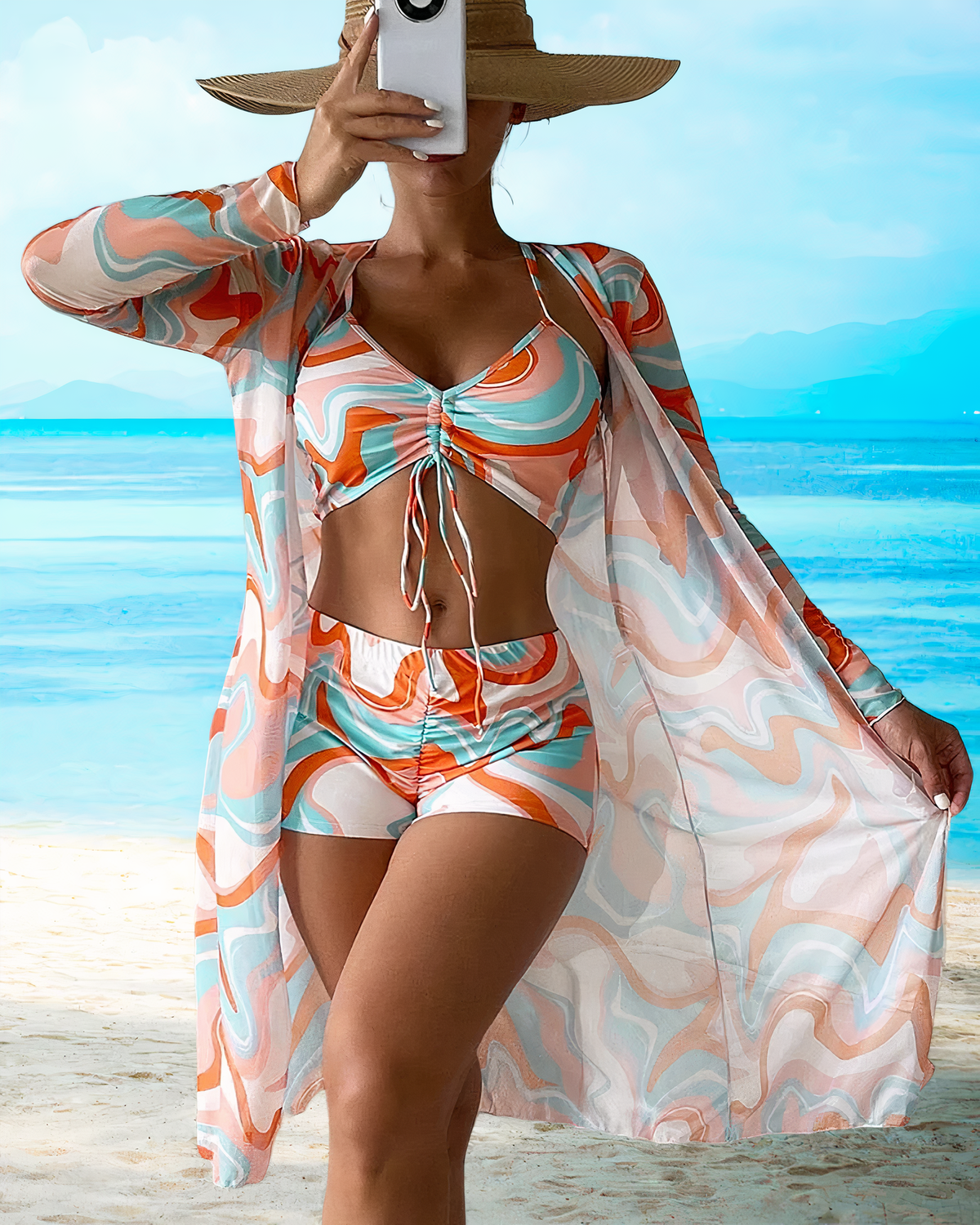 Hadley - High Waist Cover-Up Bikini Set