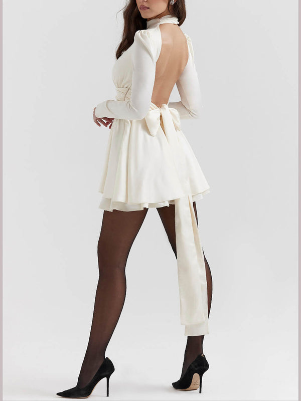 Tegan - Ivory Bow Mini Dress