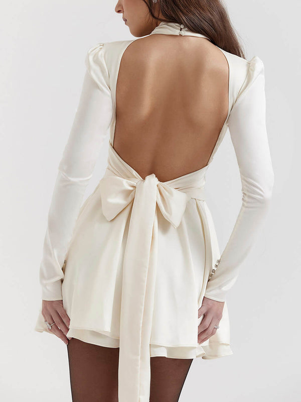 Tegan - Ivory Bow Mini Dress