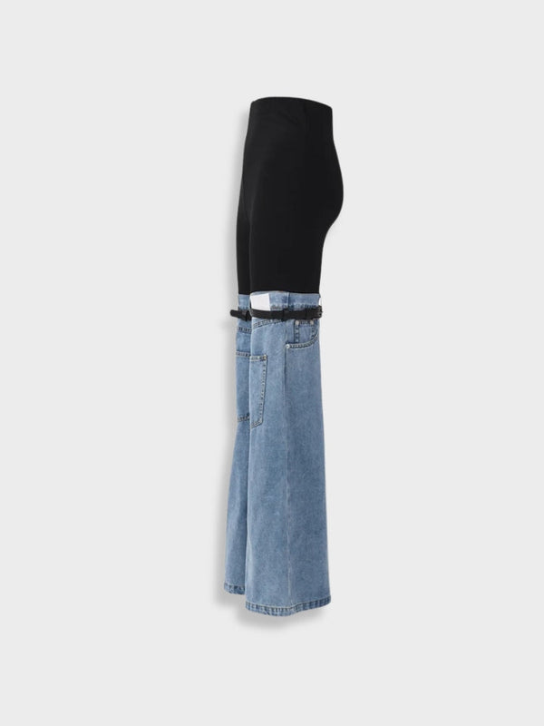 Molly - Bicolor High Waist Flare Denim Jeans