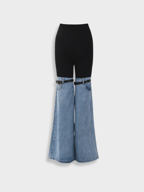 Molly - Bicolor High Waist Flare Denim Jeans