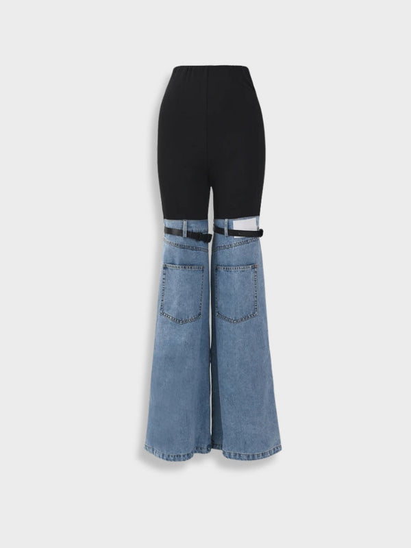 Molly - Bicolor High Waist Flare Denim Jeans