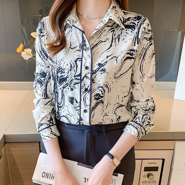 Lise - Elegant Abstract Print Shirt