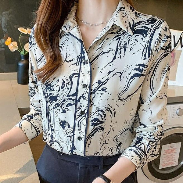 Lise - Elegant Abstract Print Shirt