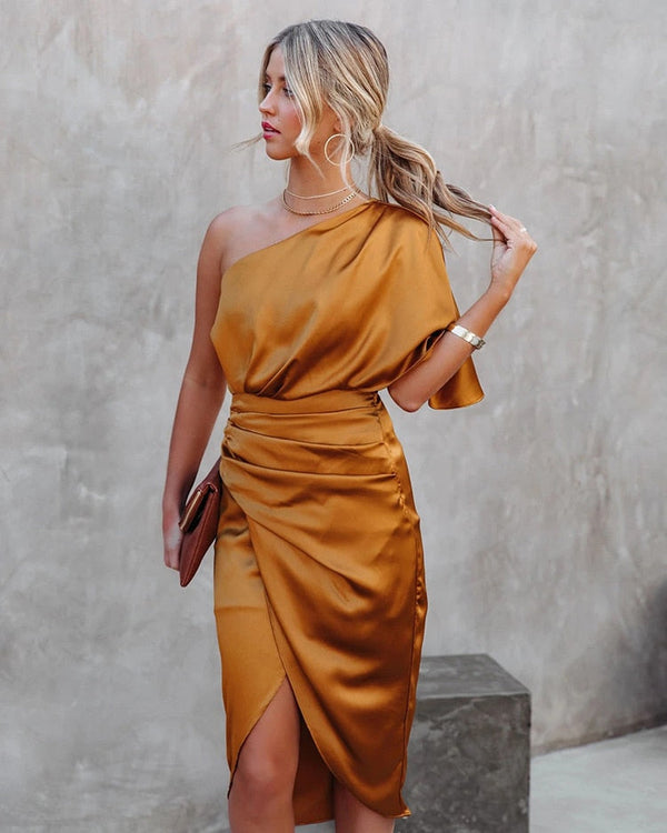 Elise - Elegant Draped Cocktail Dress