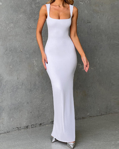 Elettra - Square Neck Slim Fit Maxi Dress