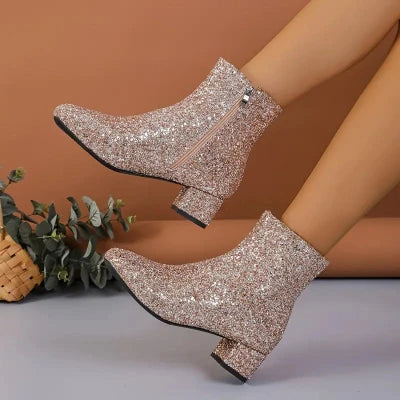 Ella - Boots With Heel For Women - Stylish Glitter