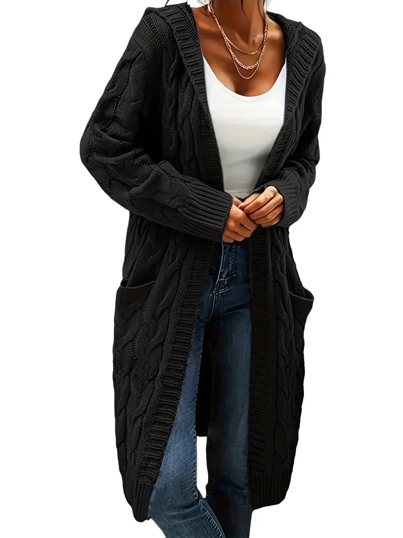 Marcella - Cable Knit Hooded Cardigan