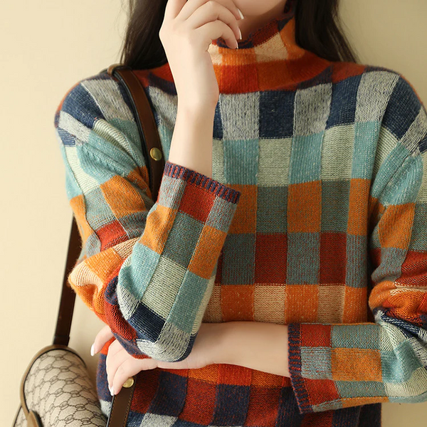 Hannah - Vibrant Plaid Knitted Sweater