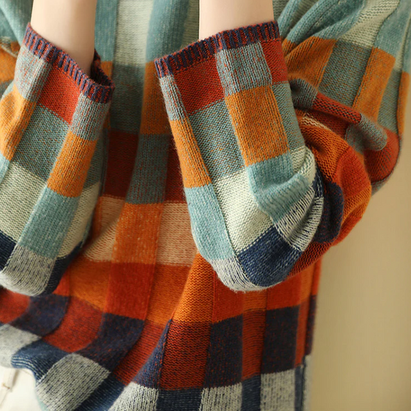 Hannah - Vibrant Plaid Knitted Sweater