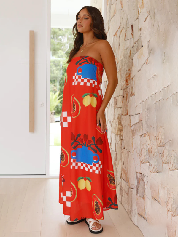 Tallulah - Stylish Red Tube Maxi Dress