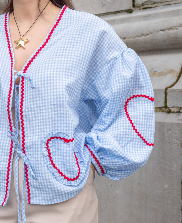 Vern - Plaid Heart Lace-Up Shirt