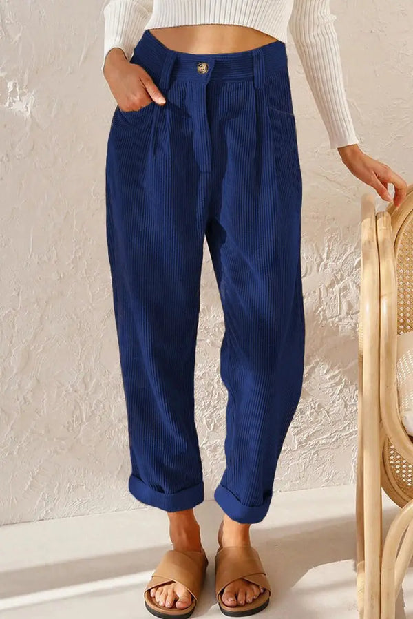 Frida - Retro High-Waisted Corduroy Pants