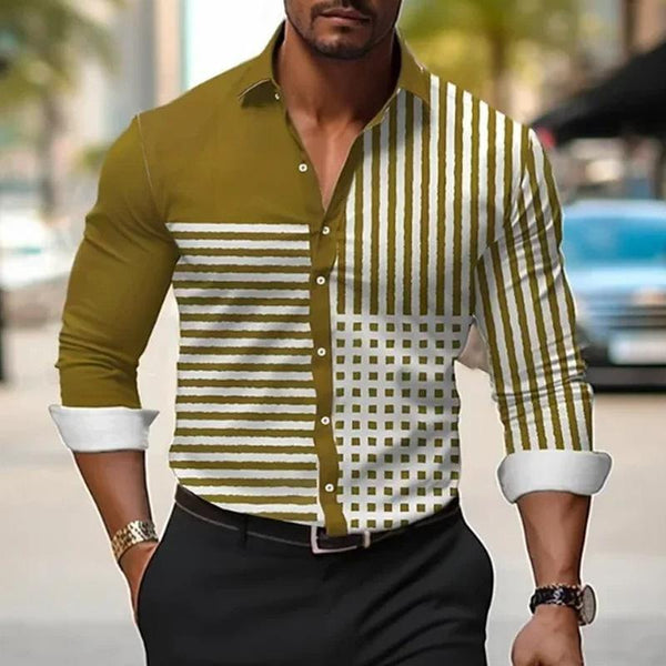 Keith - Men's Striped Long Sleeves Shirt