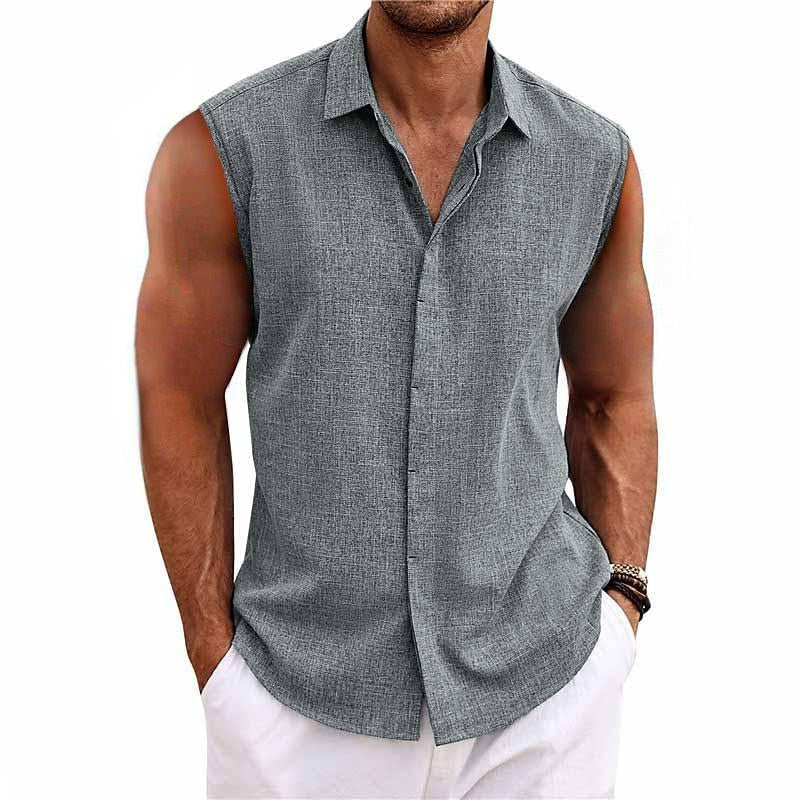 Lorcan - Men's Solid Plain Sleeveless Shirt