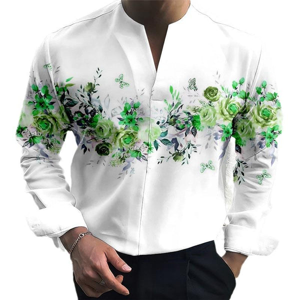 Kane - Men's Floral V-Neck Top