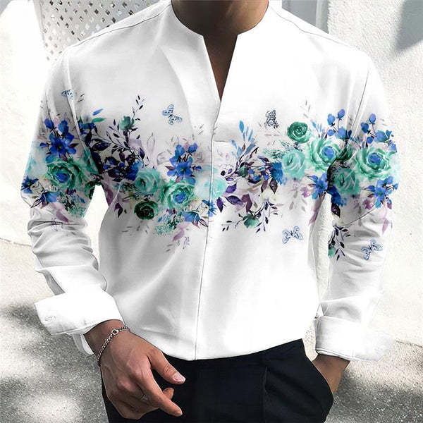 Kane - Men's Floral V-Neck Top