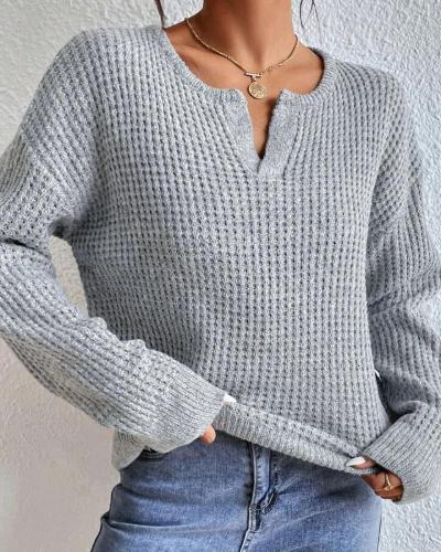 Artemis - V-neck Waffle Sweater