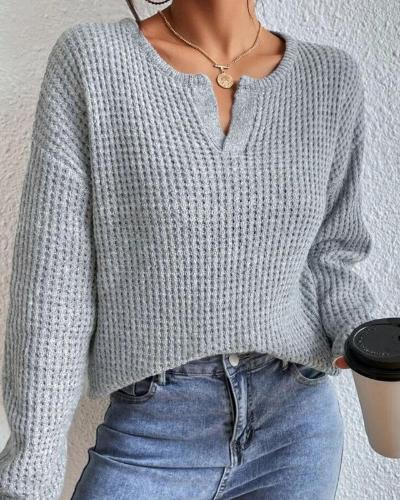 Artemis - V-neck Waffle Sweater