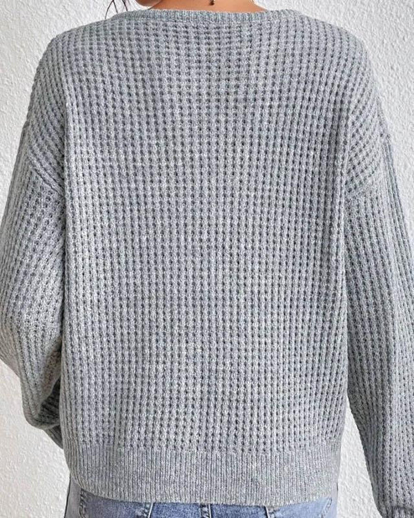 Artemis - V-neck Waffle Sweater