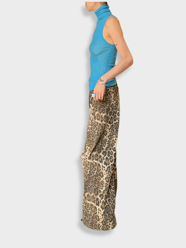 Rayleigh - Leopard Ripped Flare Pants