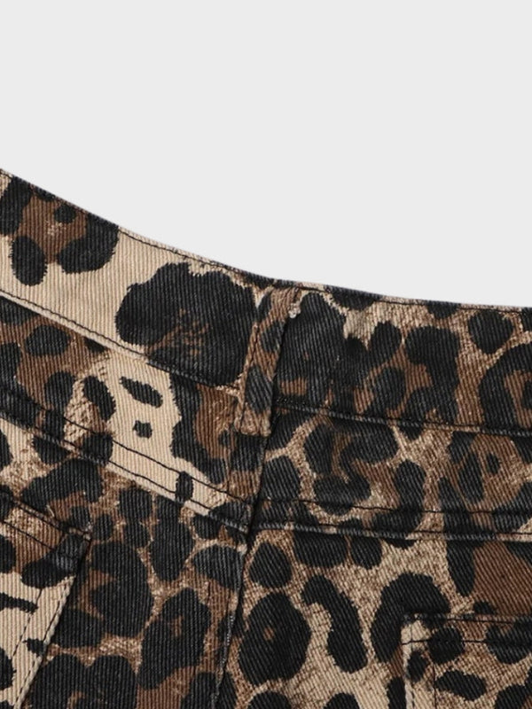 Rayleigh - Leopard Ripped Flare Pants