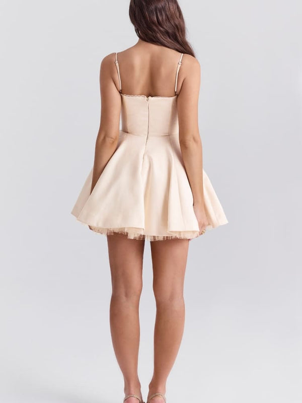 Katrina - Cream Tulle Mini Dress