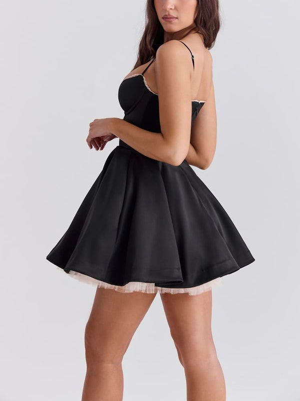 Kiana - Black Tulle Mini Dress