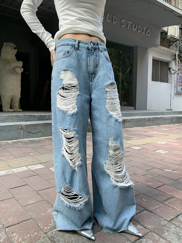 Adalyn - Hi-Street Double Ripped Jeans