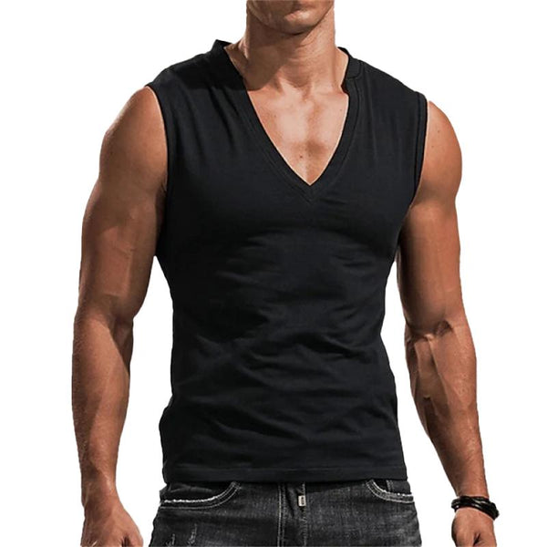 Aziel - Men's V-Neck Plain Tank Top