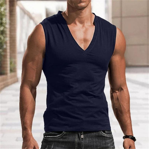 Aziel - Men's V-Neck Plain Tank Top