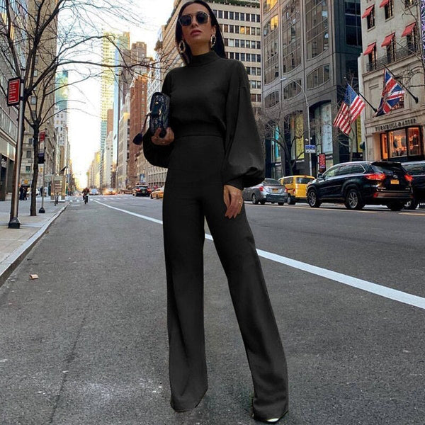 Shayla - High Neck Long Sleeve Jumpsuit